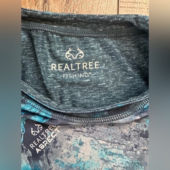 Realtree Aspect Mens Blue Camo Long Sleeve Performance Fishing Shirt Small - Picture 3 of 7